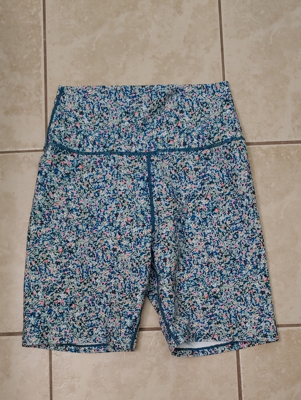 Sage Collective Floral Biker Shorts Women's M Blue Green 7" Athletic